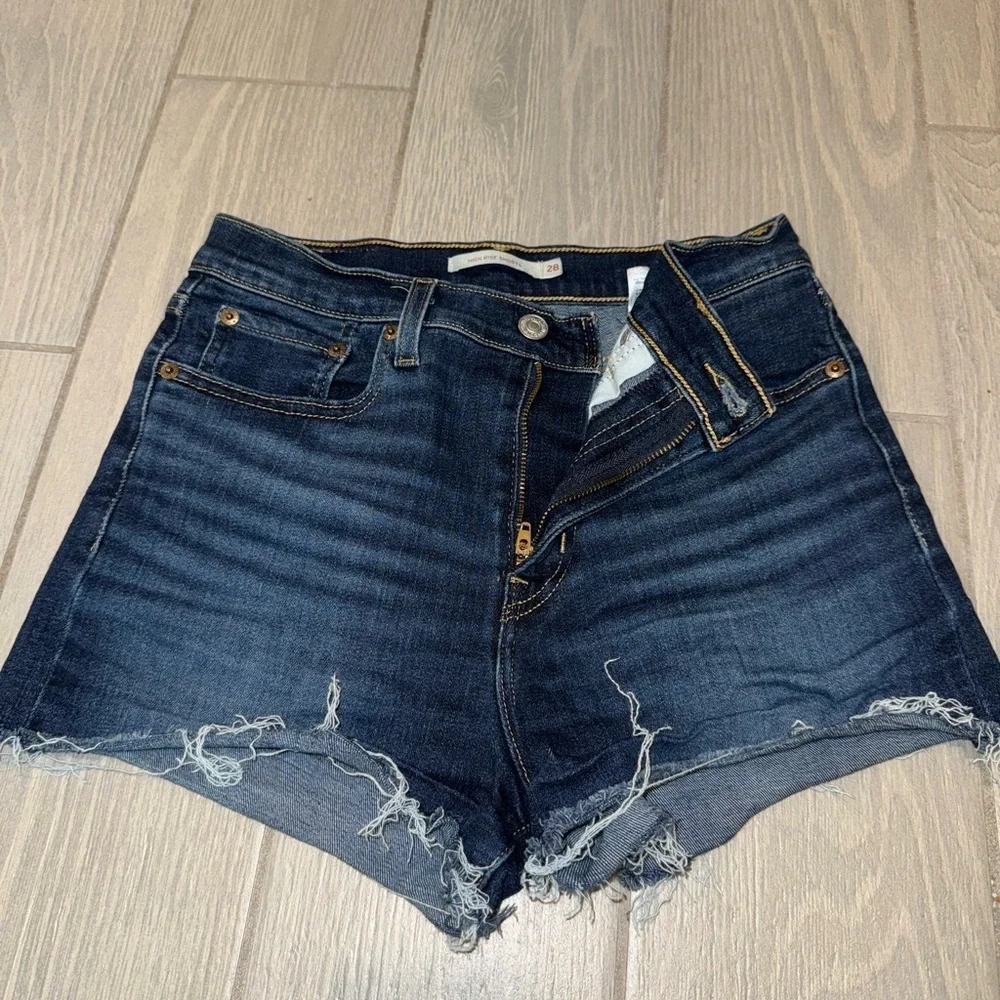 Levi's Distressed Dark Blue Jean Shorts